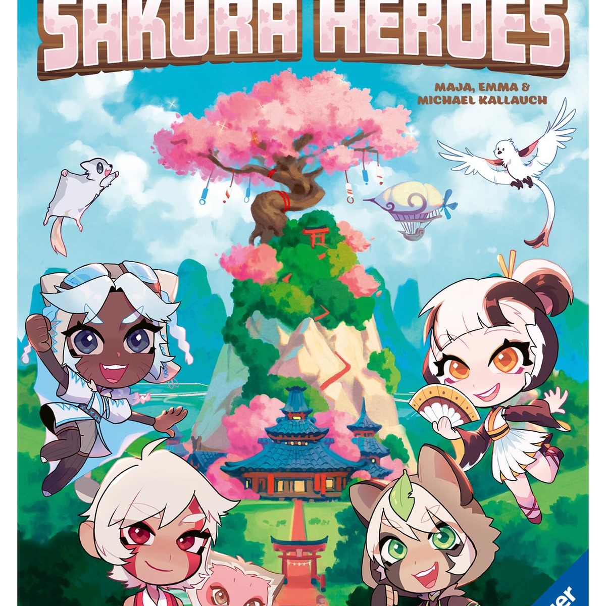 SAKURA HEROES Sakura Heroes board game box with animal-themed characters and Japanese-style scenery by Ravensburger.